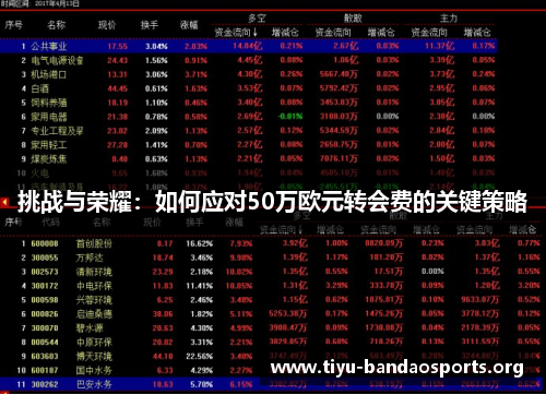 挑战与荣耀:如何应对50万欧元转会费的关键策略 挑战与荣耀:如何应对50万欧元转会费的关键策略