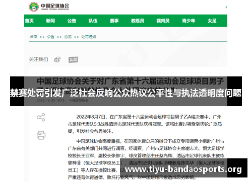 禁赛处罚引发广泛社会反响公众热议公平性与执法透明度问题 禁赛处罚引发广泛社会反响公众热议公平性与执法透明度问题